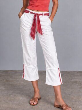 ANTHROPOLOGIE Pilcro High Rise Sashed Stretch Cropped White Jeans 29 NWOT